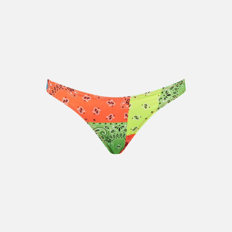 Slip da bagno da donna sgambato  con stampa bandana fluo