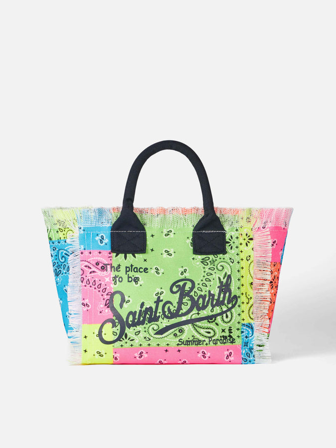 Mc2 Saint Barth Borsa a mano Colette in canvas di cotone con stampa bandana fluo