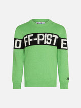 Boy fluo green sweater with Off-Piste lettering