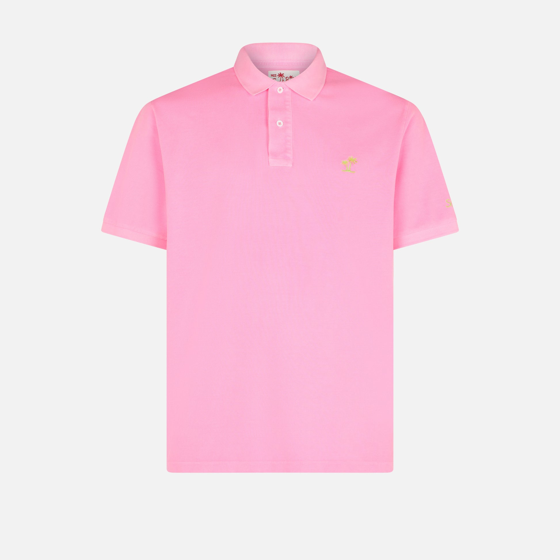 Pink piquet polo with St. Barth logo and vintage effect - MC2 Saint Barth