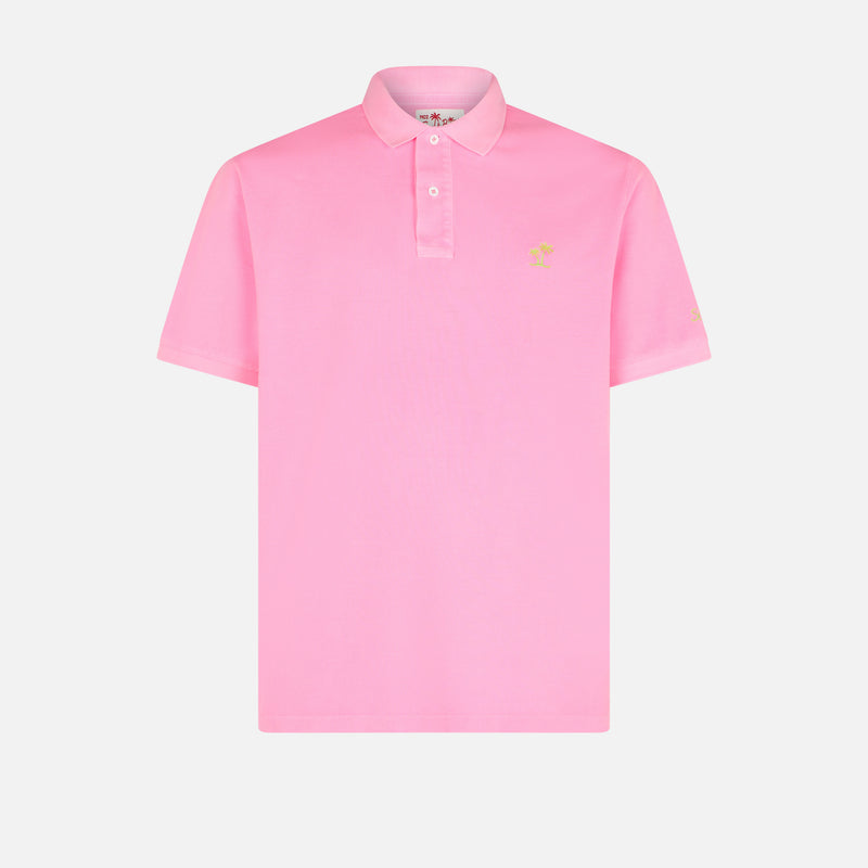 Rosa Piquet-Polo mit St. Barth-Logo und Vintage-Effekt