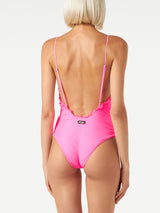 Fluo pink one piece swimsuit