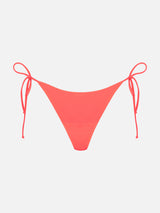 Woman fluo red swim briefs with side laces