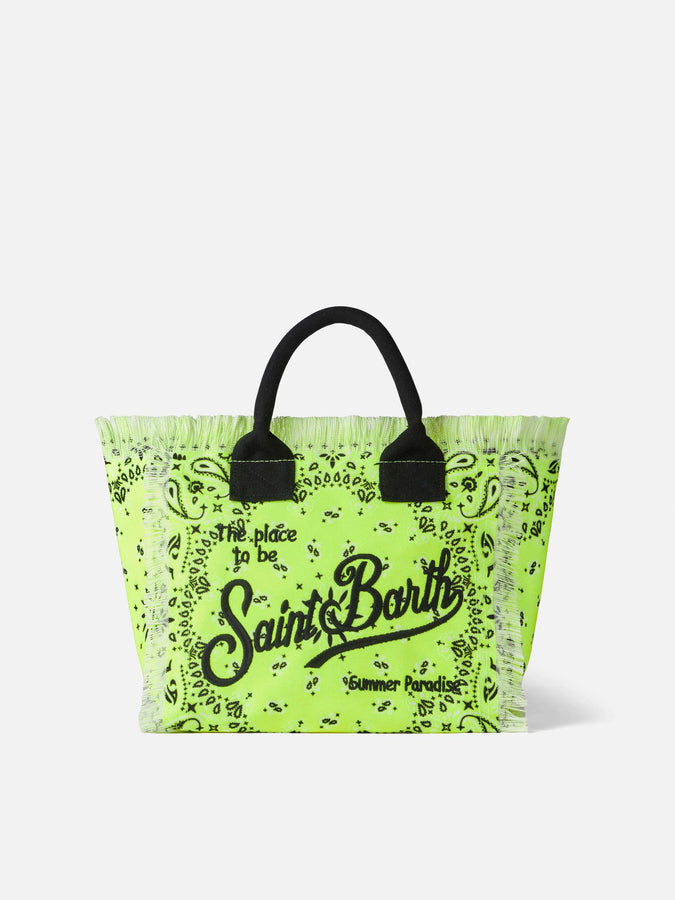 Mc2 Saint Barth Borsa Colette giallo fluo con stampa bandana