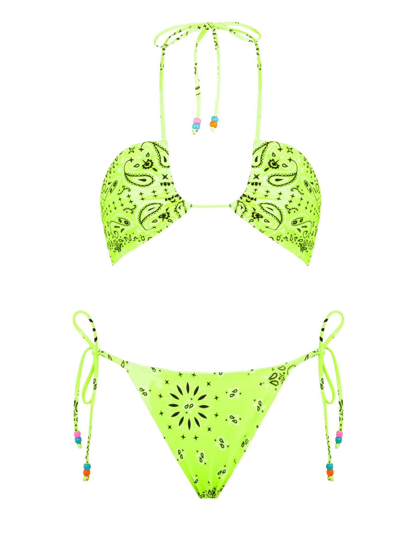 Woman bandeau bikini with bandanna print and charms - MC2 Saint Barth