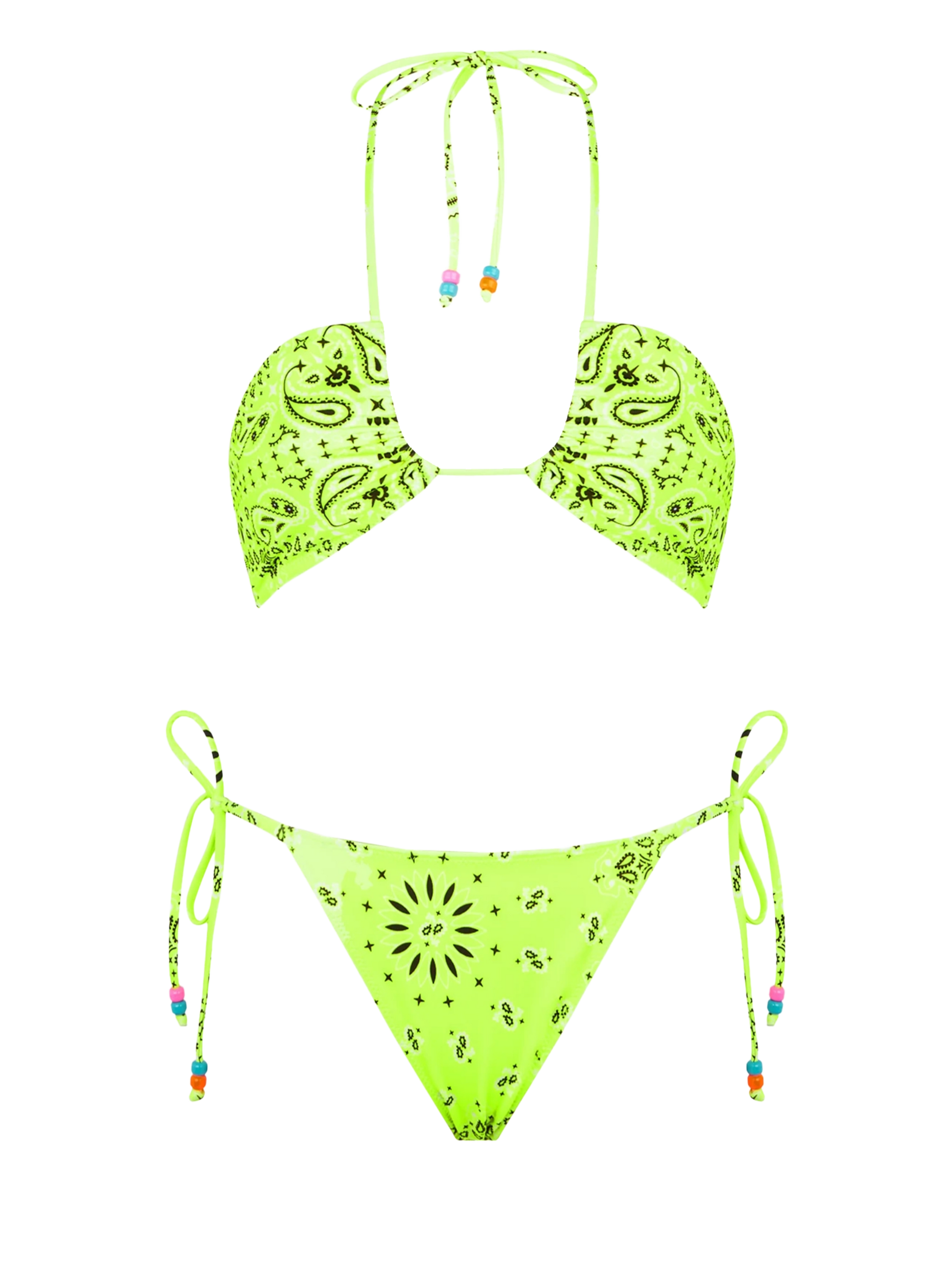 Woman bandeau bikini with bandanna print and charms - MC2 Saint Barth