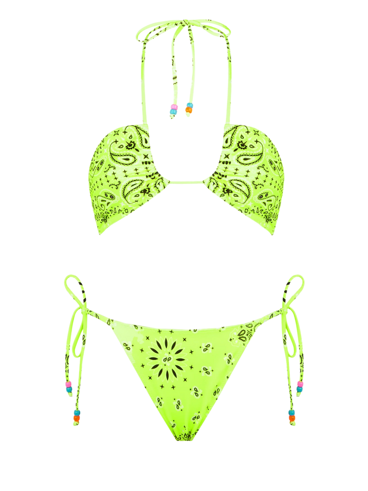Woman bandeau bikini with bandanna print and charms - MC2 Saint Barth