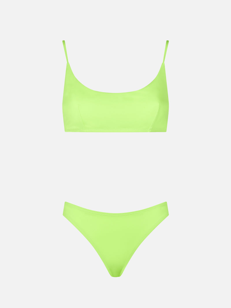 Woman fluo yellow bralette bikini