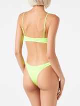 Woman fluo yellow bralette bikini