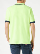 Fluo yellow piquet polo with St. Barth logo