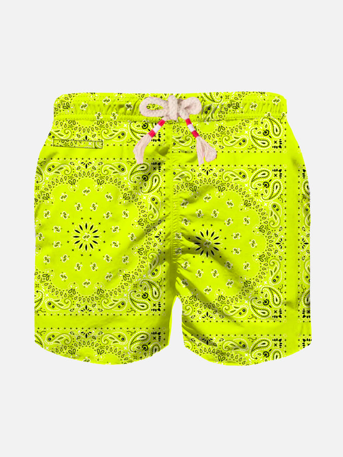 Mc2 Saint Barth Costume da bagno da bambino con stampa bandana giallo fluo