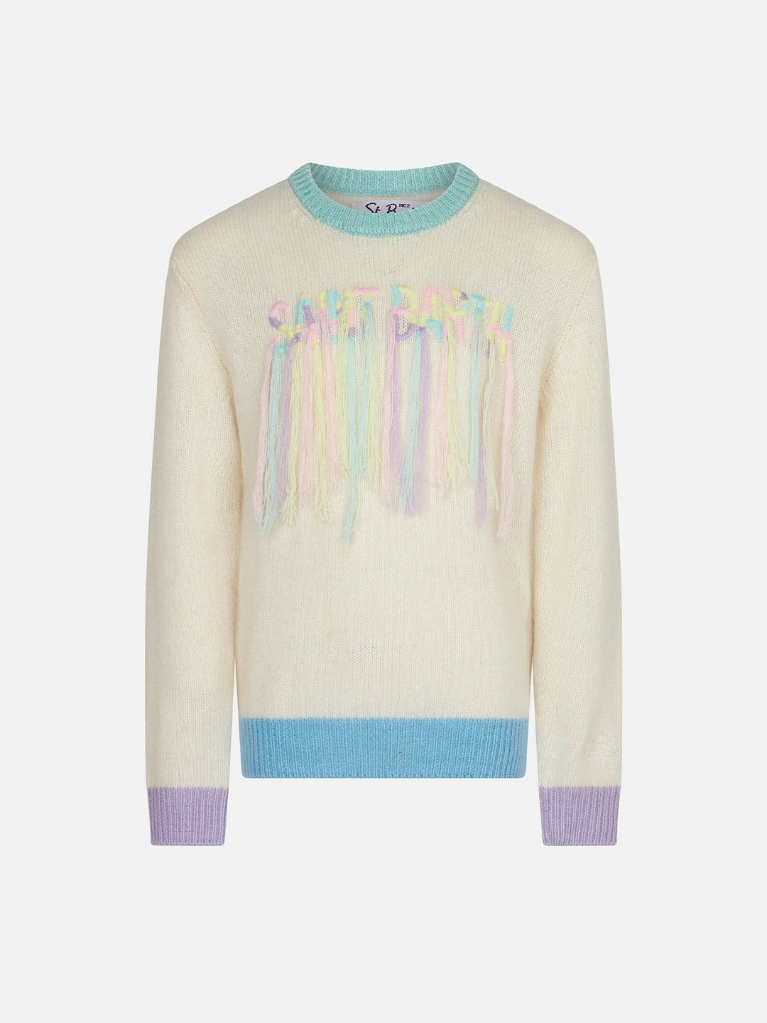 Girl brushed sweater with fringed embroidery - MC2 Saint Barth