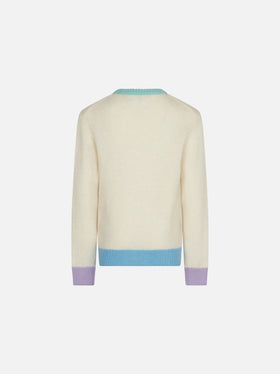 Girl brushed sweater with fringed embroidery - MC2 Saint Barth