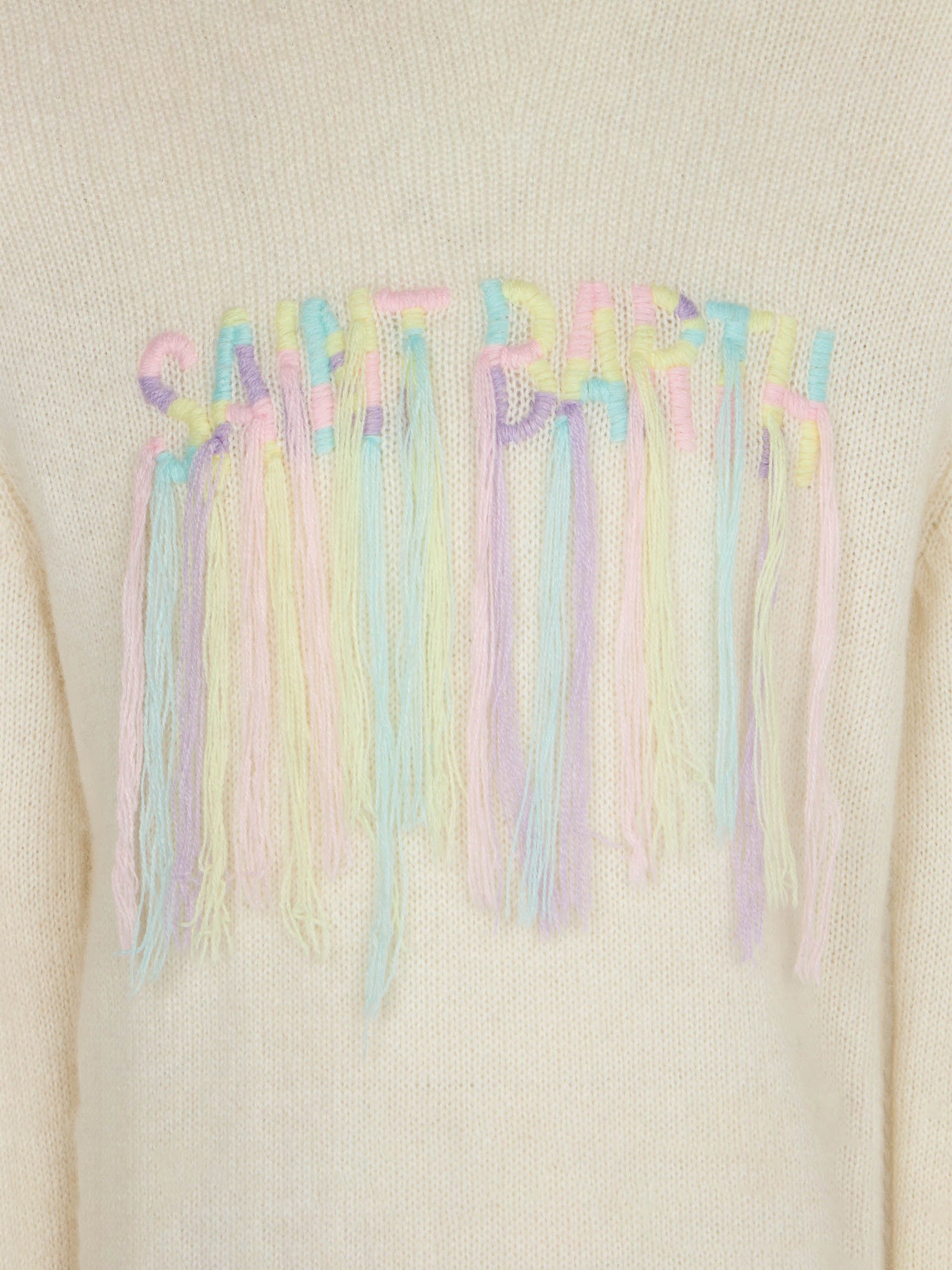 Girl brushed sweater with fringed embroidery - MC2 Saint Barth