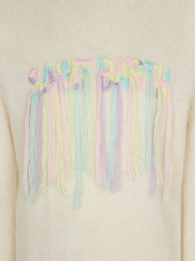 Girl brushed sweater with fringed embroidery - MC2 Saint Barth