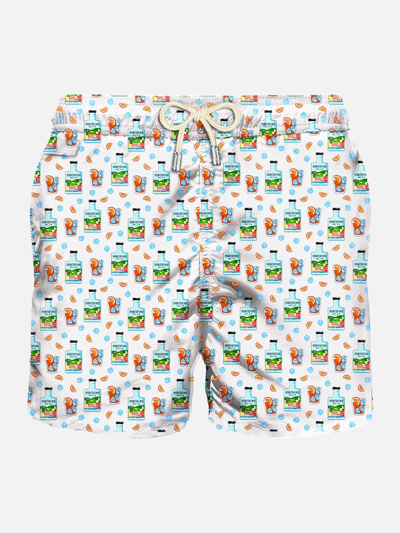 Man light fabric swim shorts with Portofino Dry Gin print | Portofino Dry Gin Special Edition - MC2 Saint Barth