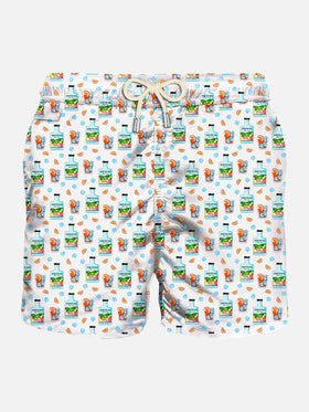 Man light fabric swim shorts with Portofino Dry Gin print | Portofino Dry Gin Special Edition - MC2 Saint Barth