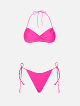 Woman fuchsia bandeau bikini