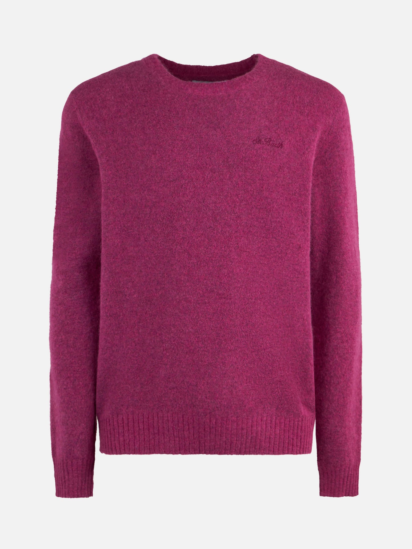 Man fuchsia stretch wool sweater with St. Barth embroidery - MC2 Saint Barth