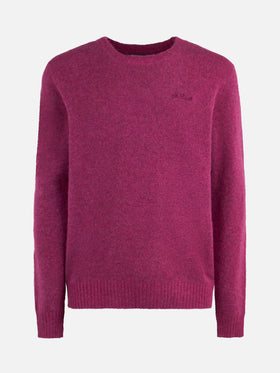 Man fuchsia stretch wool sweater with St. Barth embroidery - MC2 Saint Barth