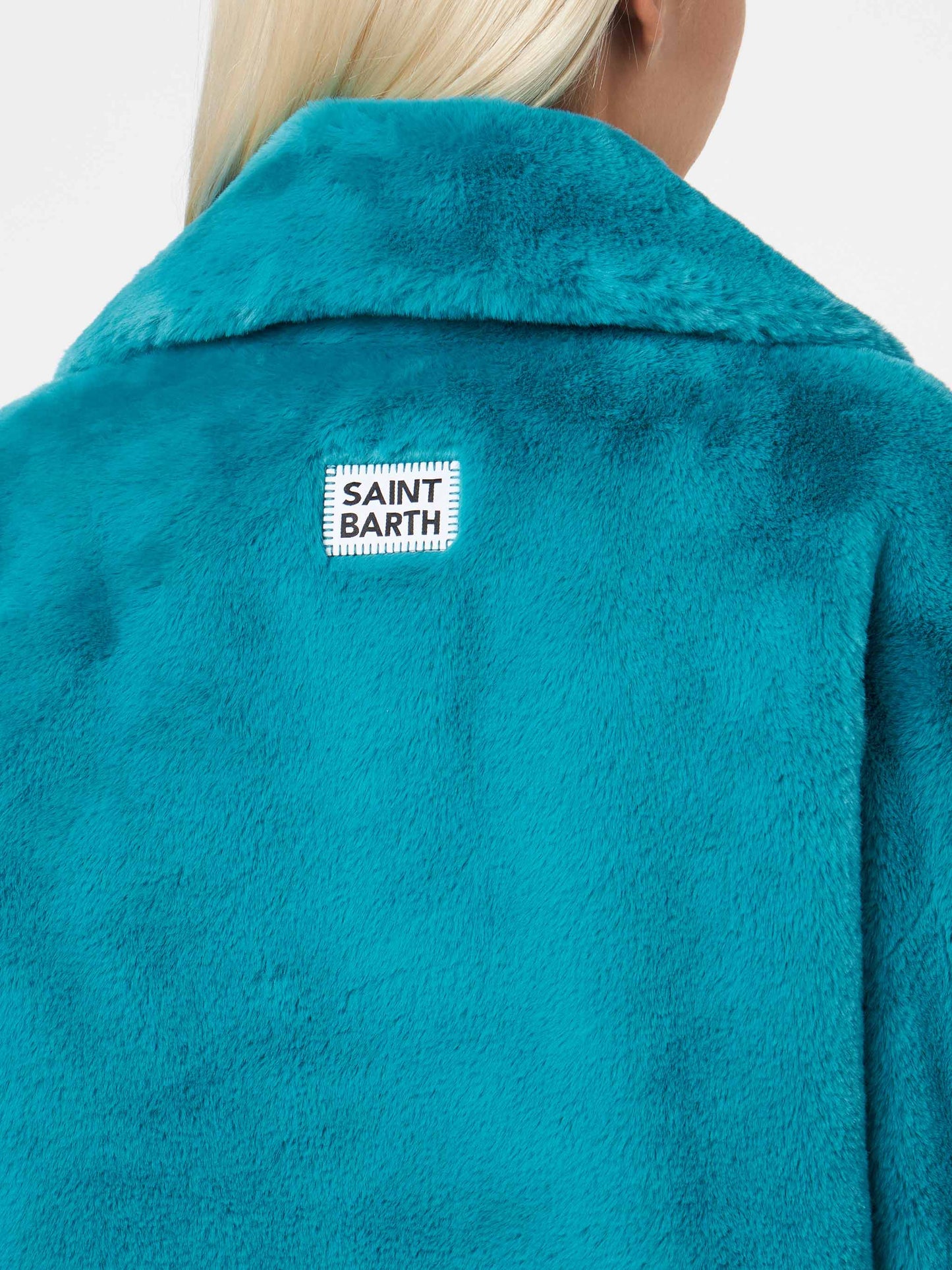 Woman furry short teal jacket - MC2 Saint Barth