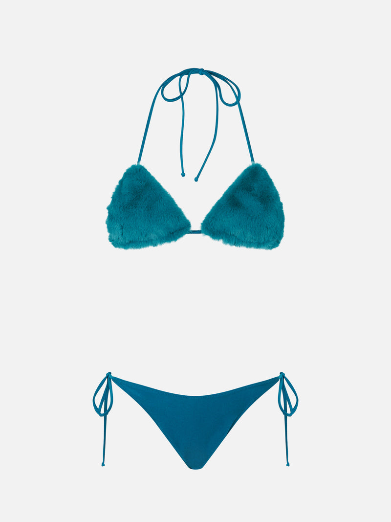 Blaugrüner Damen-Triangel-Top-Bikini