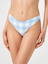 Woman cheeky swim briefs with gingham print