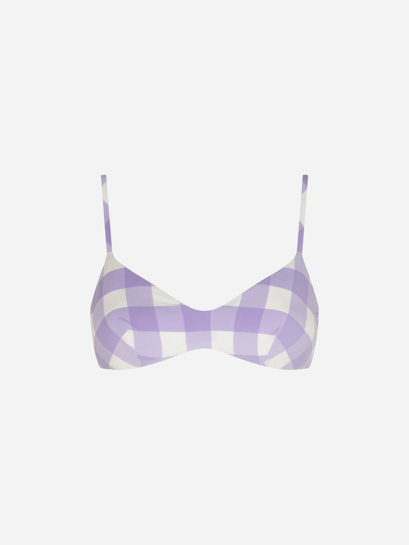 Fliederfarbenes Bralette mit Gingham-Karomuster