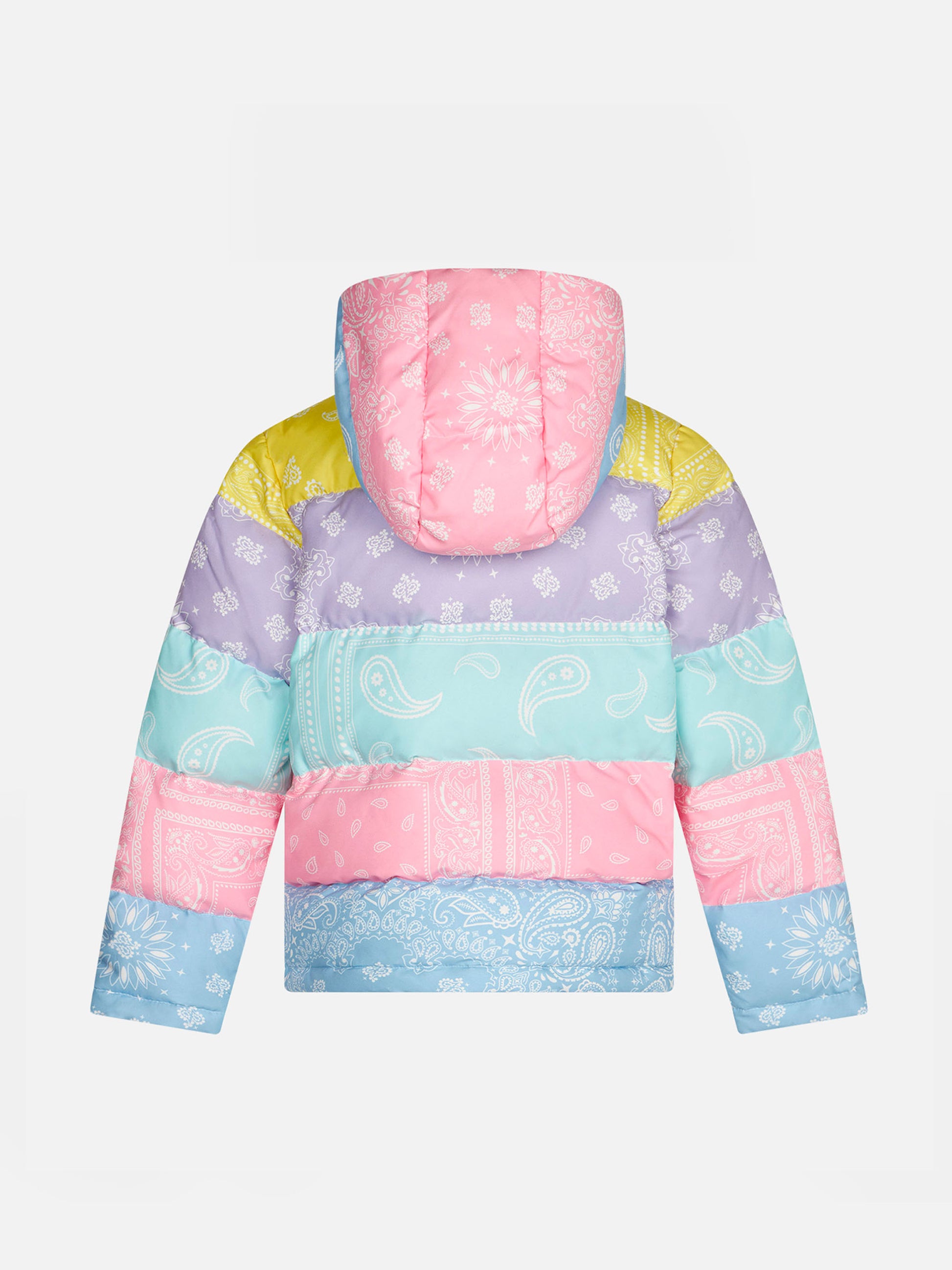 Girl hooded down padded jacket bandanna print - MC2 Saint Barth