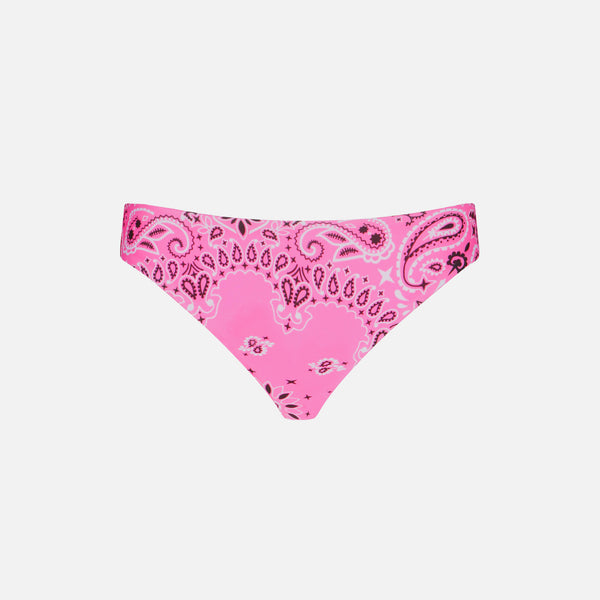 Girl swim briefs with pink bandanna print