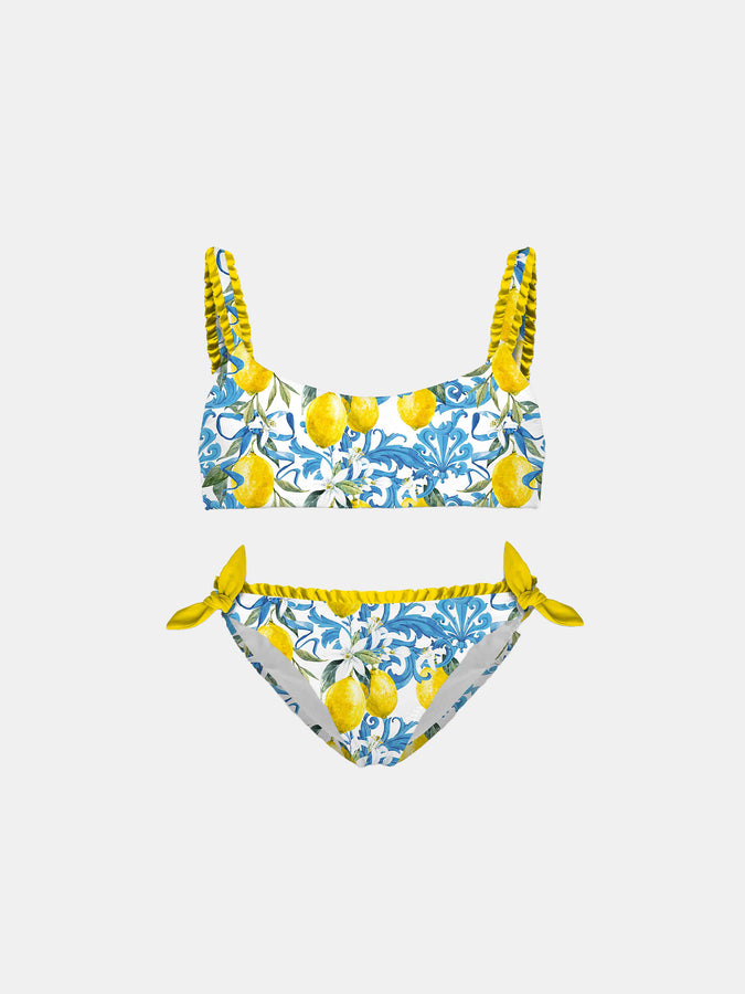 Mc2 Saint Barth Bikini top bambina con stampa barocca