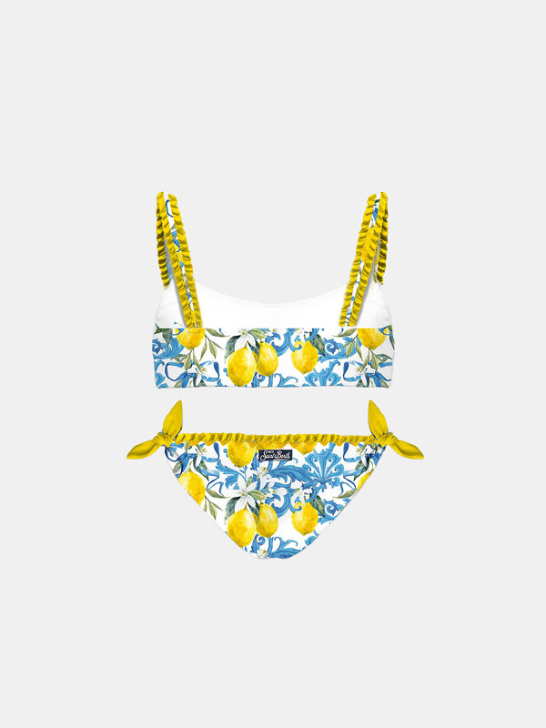 Bikini top bambina con stampa barocca