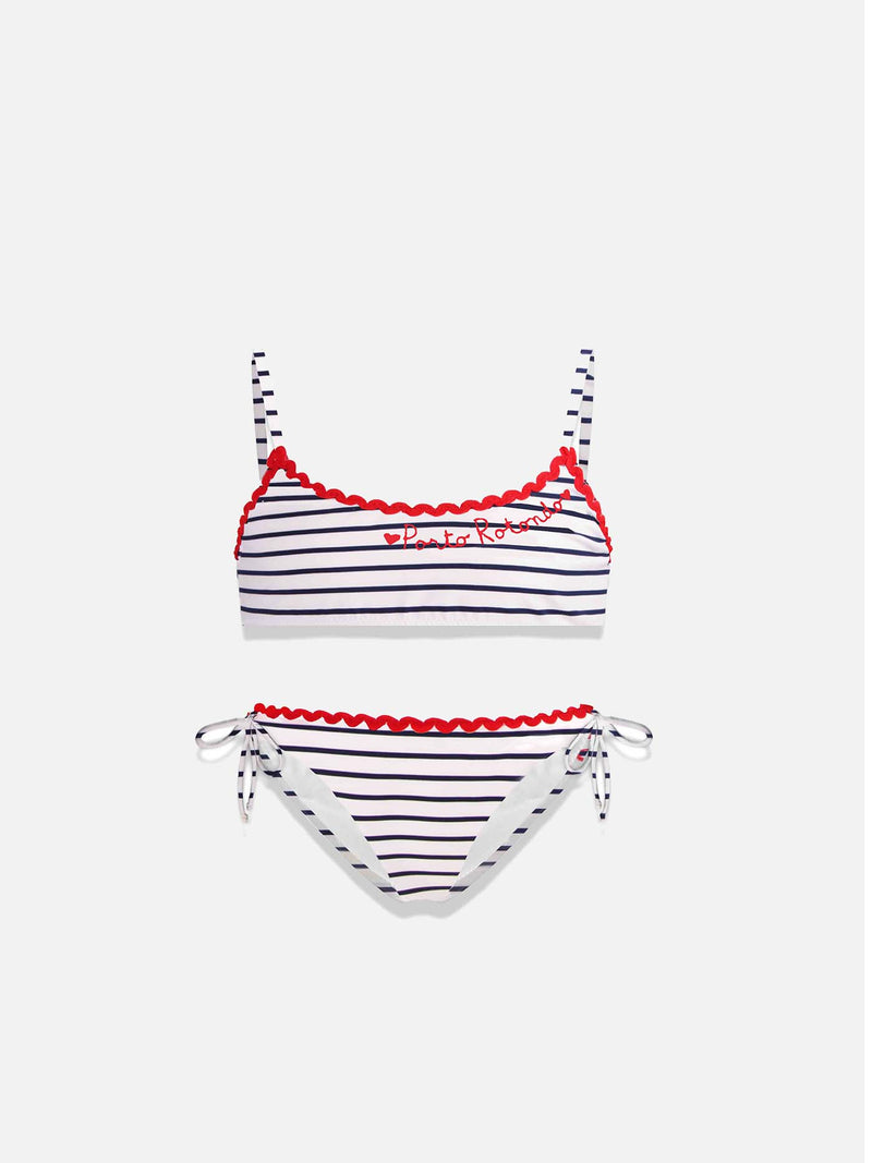 Bikini-Badeanzug für Mädchen mit Porto Rotondo-Stickerei