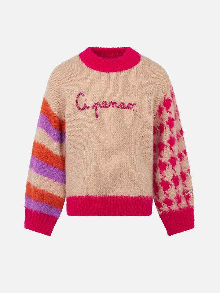 Girl boxy shape soft sweater with Ci penso... embroidery - MC2 Saint Barth