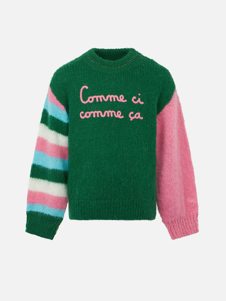Girl boxy shape soft sweater with Comme Ci Comme Ça embroidery - MC2 Saint Barth