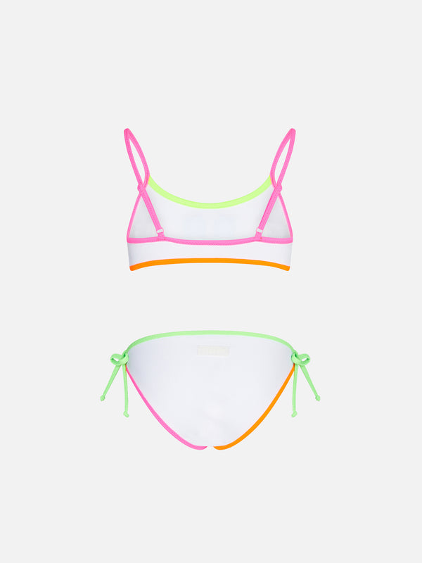 Bikini da bambina a bralette bianco