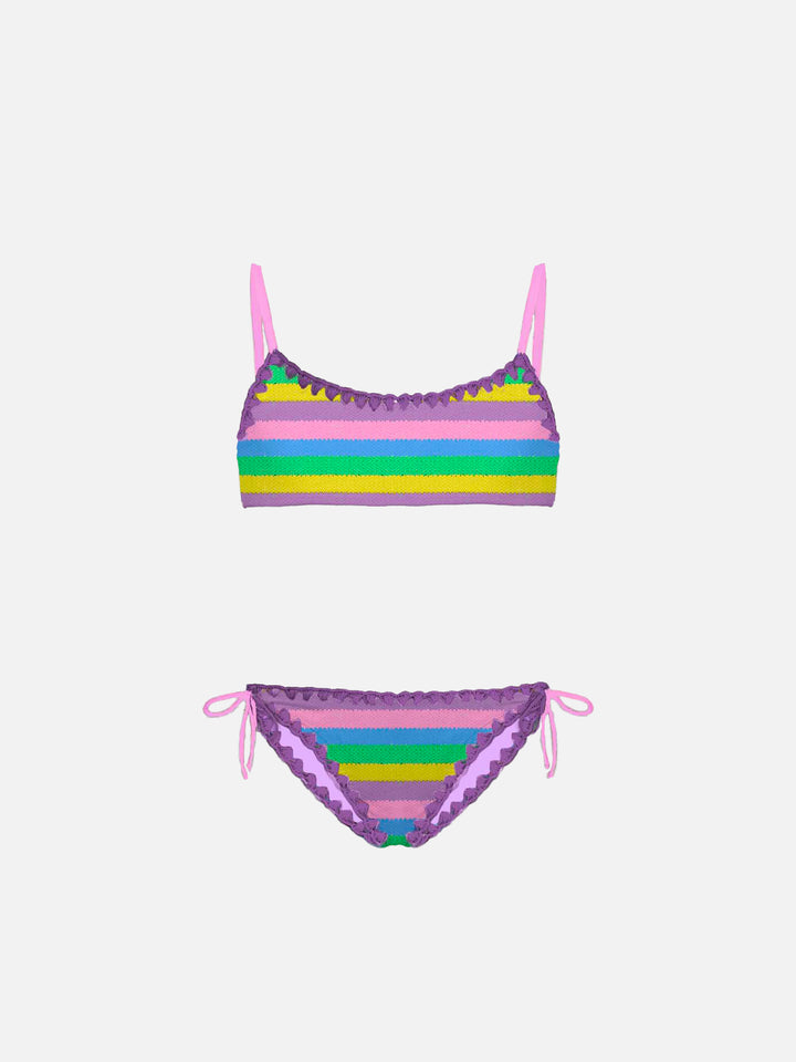Girl bralette bikini with multicolor striped - MC2 Saint Barth