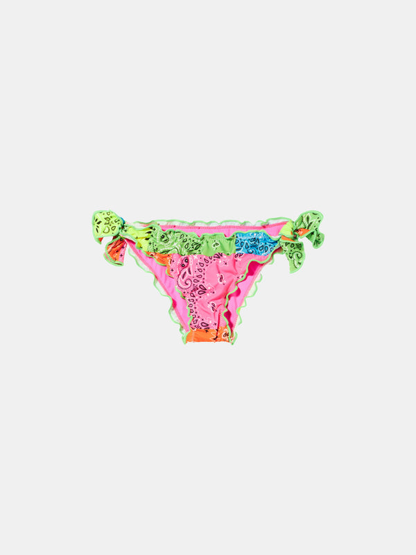 Girl swim briefs with bandanna print