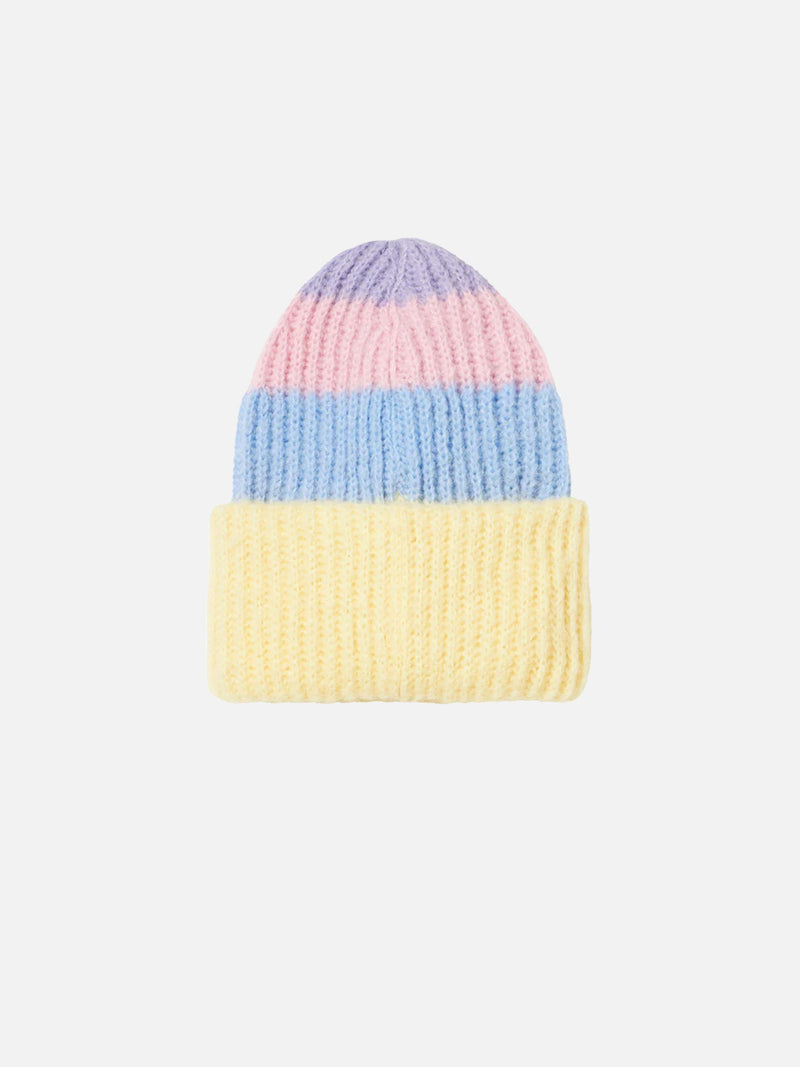 Girl brushed and ultra soft beanie with pastel shades