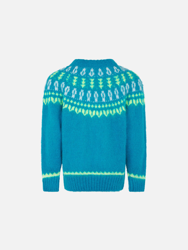 Girl brushed crewneck sweater with nordic jacquard - MC2 Saint Barth