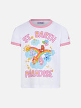 T-shirt da bambina in cotone con stampa St. Barth paradise