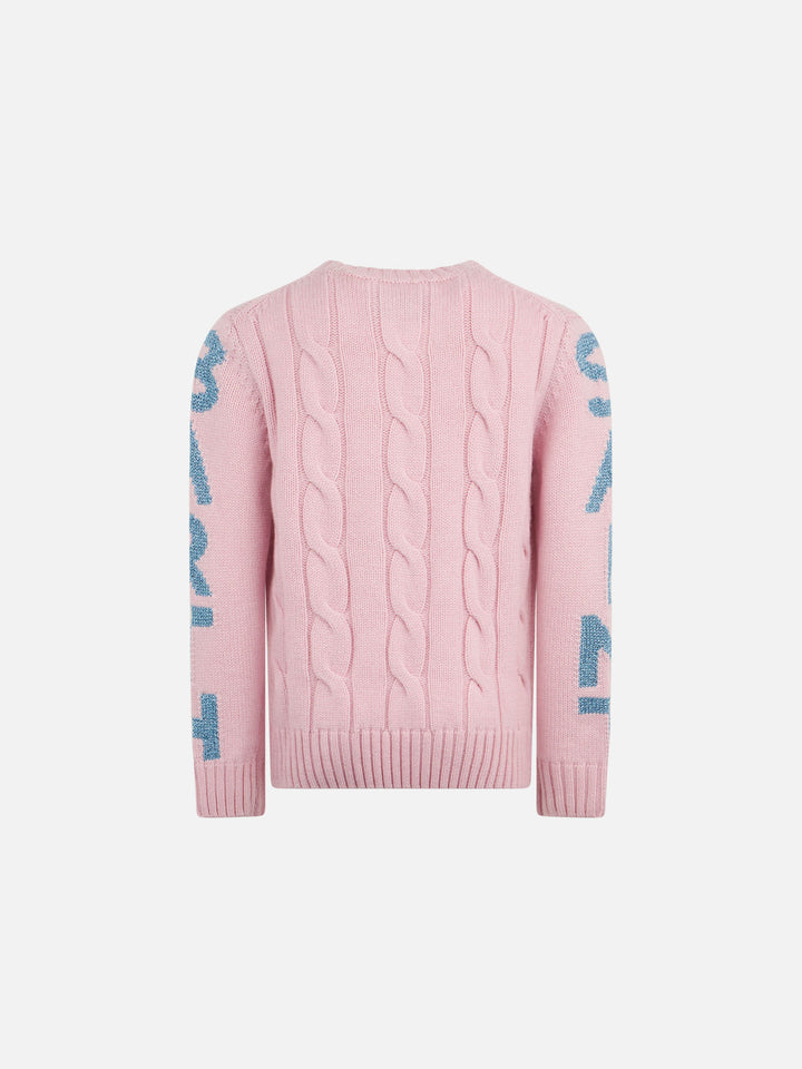 Girl crewneck braided sweater with Saint Barth lurex print - MC2 Saint Barth