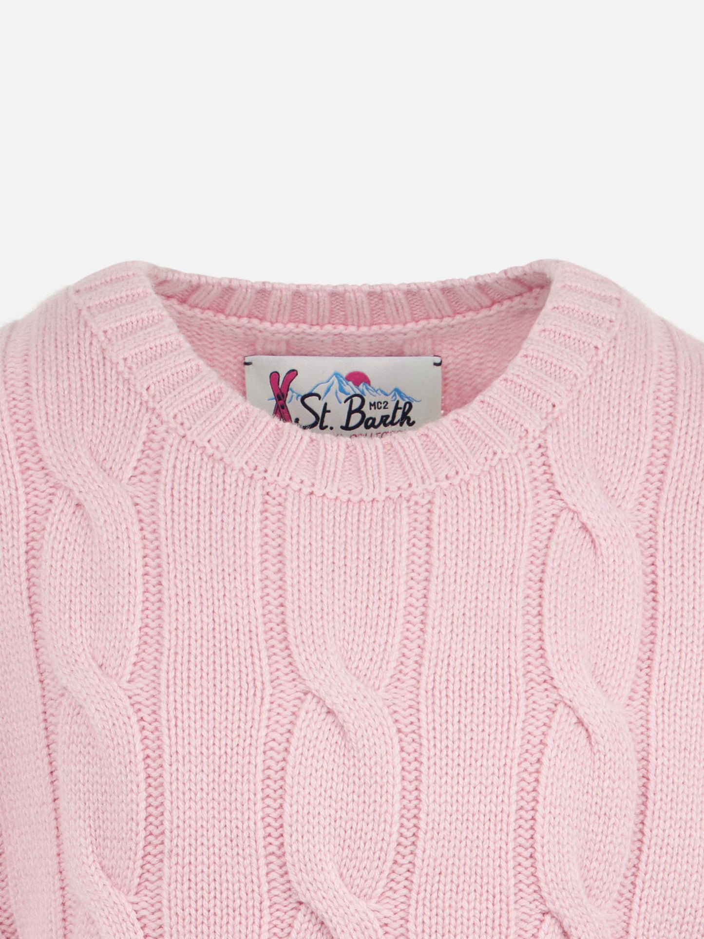 Girl crewneck braided sweater with Saint Barth lurex print - MC2 Saint Barth