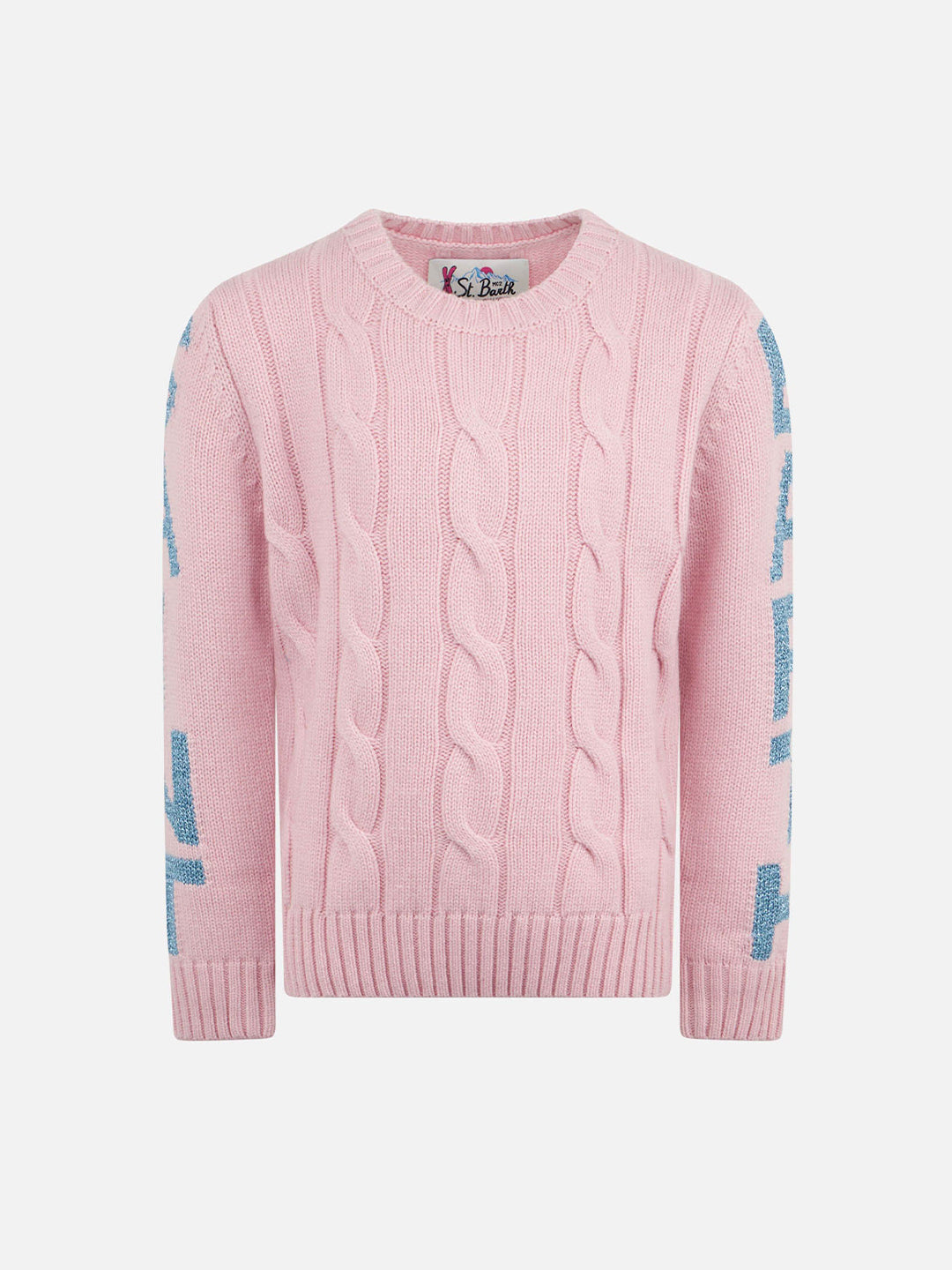 Girl crewneck braided sweater with Saint Barth lurex print - MC2 Saint Barth