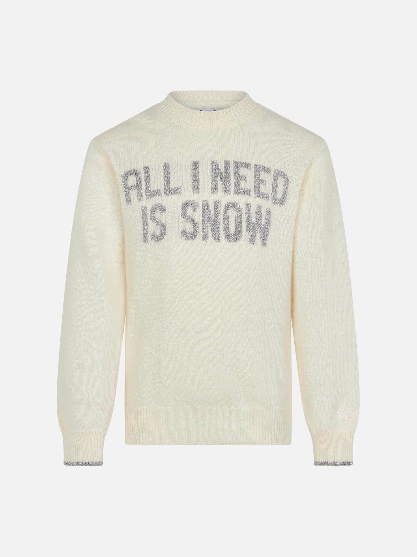Girl crewneck sweater with All I need is snow lettering - MC2 Saint Barth