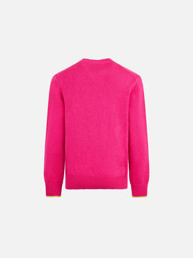 Girl crewneck sweater with My mom is Cool embroidery - MC2 Saint Barth