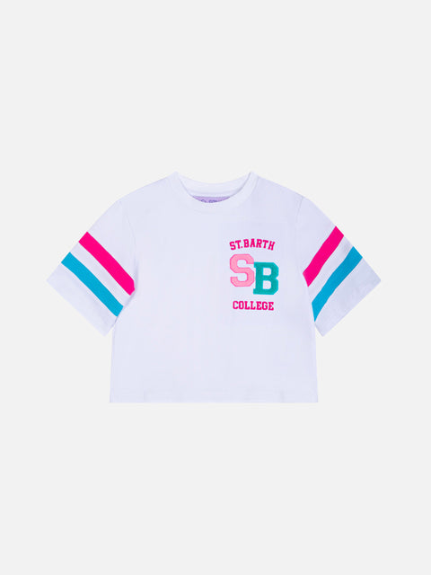 Girl cotton cropped t-shirt - MC2 Saint Barth