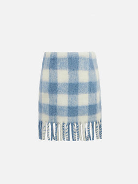 Girl fringed wooly skirt with check print - MC2 Saint Barth