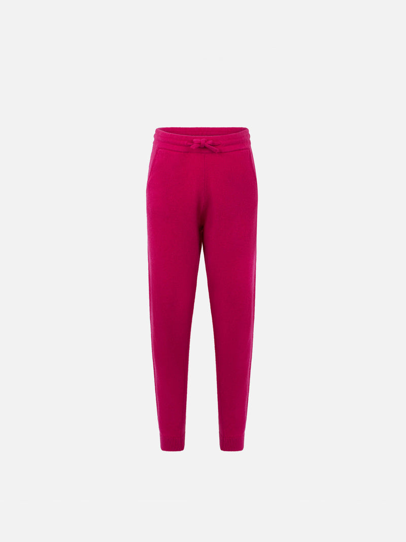 Girl fuchsia knitted jogger pants