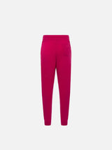 Pantaloni jogger in maglia fucsia da bambina